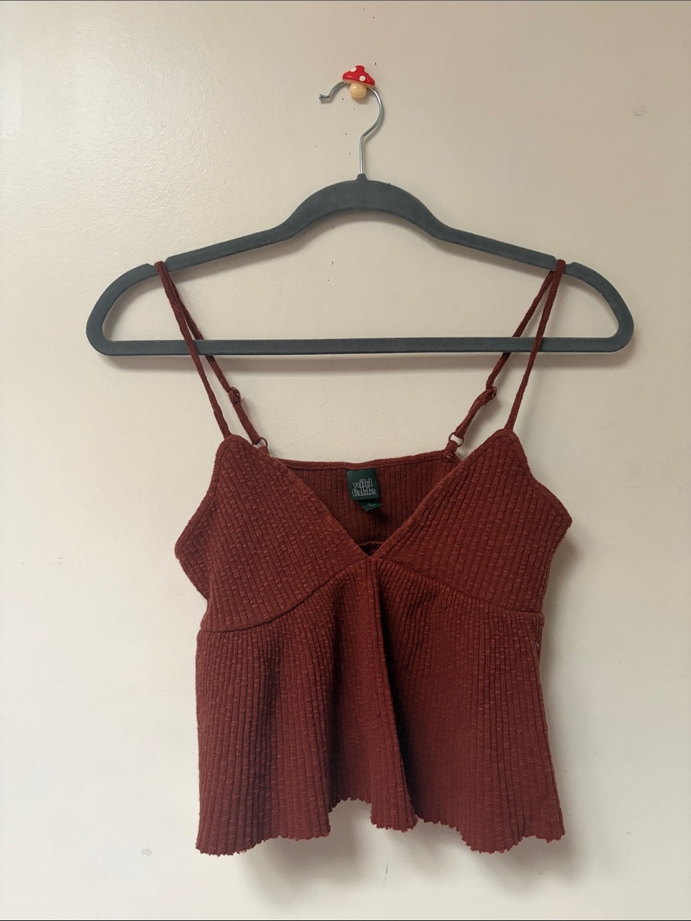 Wild Fable Ribbed V-Neck Spaghetti Strap Tank Top - Rust Brown